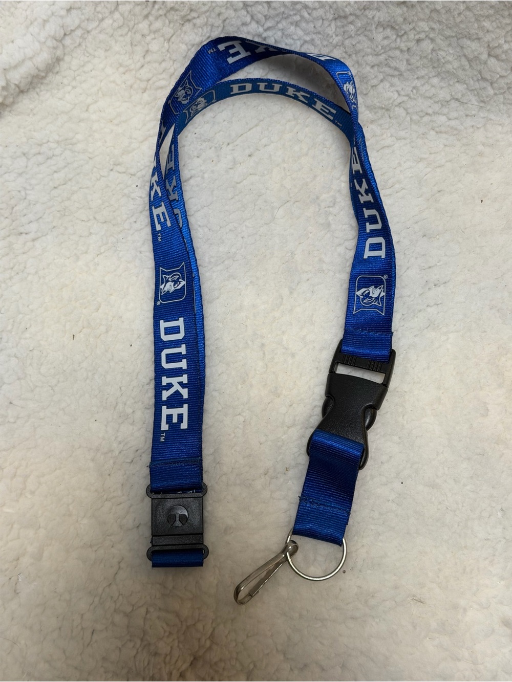 Official NCAA Duke Blue Devils Team Lanyard made by Aminco Blue w/White